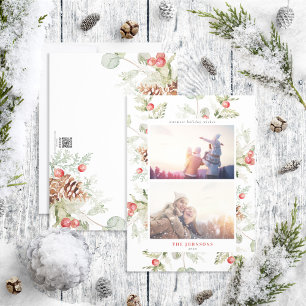 Festividades Cartão de Férias de Cotton Winter Greenery 2