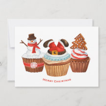 Cartão de Férias de Cupcakes Feliz de Natal