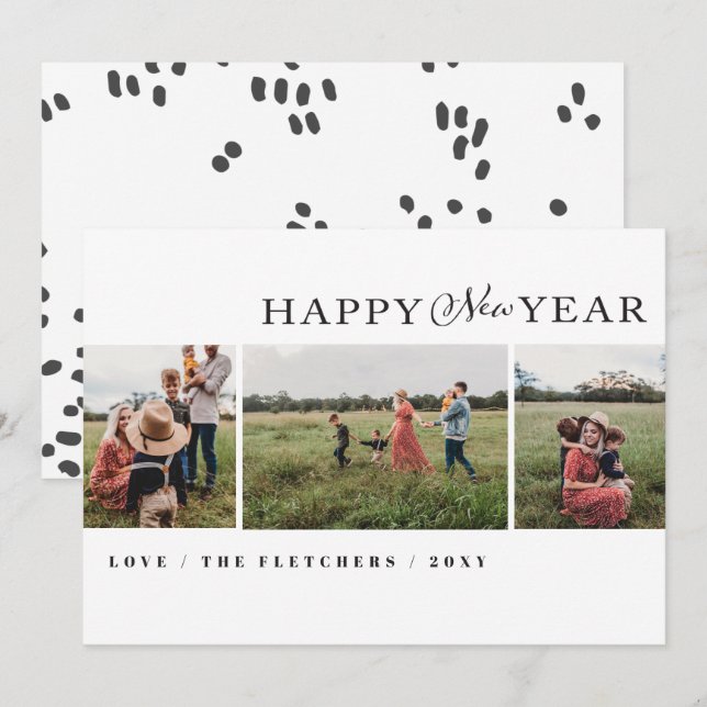 Festividades Cartão de Férias de Feliz ano novo de Script Simpl (Frente/Verso)