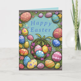Festividades Cartão de Férias de Felz pascoa de Ovos Coloridos