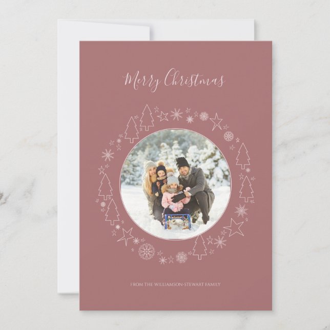 Festividades Cartão de Férias de Férias Rosa Elegante Marsala (Frente)