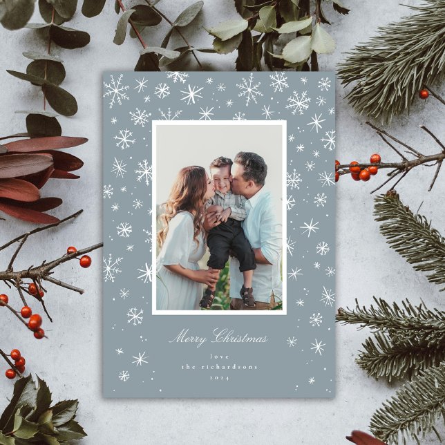 Festividades Cartão de Férias de Floco de Neve Desenhado à Mão (Criador carregado)