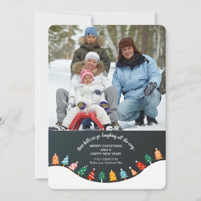 Festividades Cartão de Férias de Floresta de Árvore de Natal (Frente)