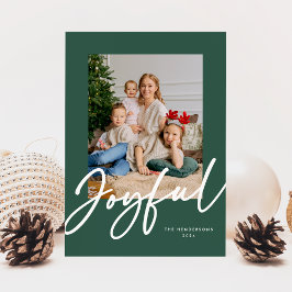 Festividades Cartão de Férias de Foto com Letra Alegre Verde