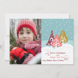 Festividades Cartão de Férias de Foto de Árvores Retrô