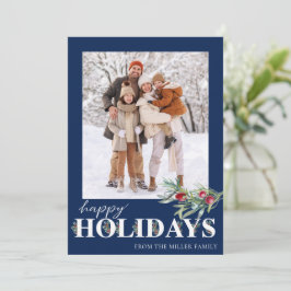 Festividades Cartão de Férias de Foto de Férias Verde Elegante