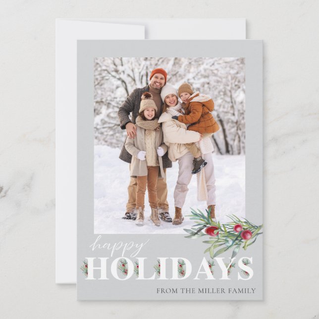 Festividades Cartão de Férias de Foto de Natal Elegante e Alegr (Frente)