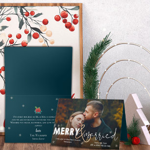 Festividades Cartão de Férias de Foto de Recém-Casados Felizes