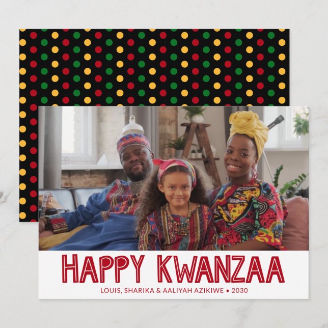Festividades Cartão de Férias de Foto do Kwanzaa Feliz (Frente/Verso)