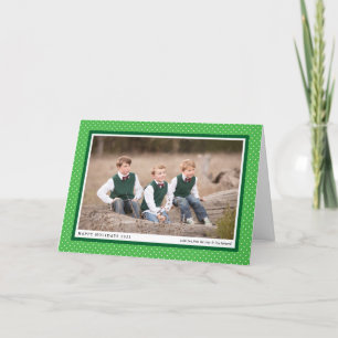 Festividades Cartão de Férias de Foto Dobrada com Moldura Verde