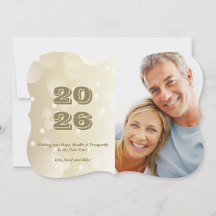 Festividades Cartão de Férias de Foto Dourada 2026