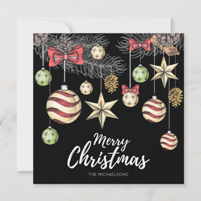 Festividades CARTÃO DE FÉRIAS DE FOTO | Enfeites Antigos (Frente)