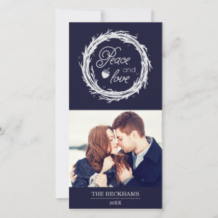 Festividades Cartão de Férias de Foto Paz e Amor / Azul Navy Pr