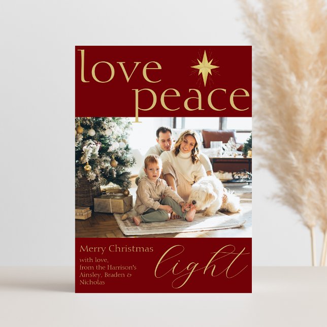 Festividades Cartão de Férias de Foto Plana Dourado e Vermelho (Criador carregado)