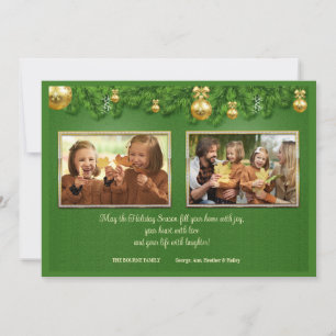 Festividades Cartão de Férias de Foto Verde e Dourado