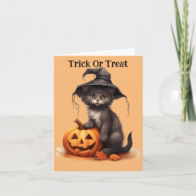 Festividades Cartão de Férias de Gatinho na Catrina (Frente)