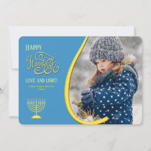 Festividades Cartão de Férias de Hanukkah com Foto 2