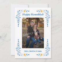 Cartão de Férias de Hanukkah com Foto Plana