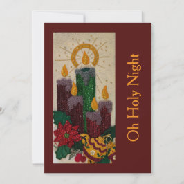 Festividades Cartão de Férias de Holly com Vela e Lantejoulas C