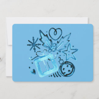 Festividades Cartão de Férias de Inverno Azul com Flocos de Nev