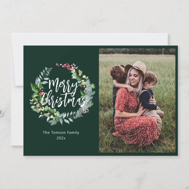 Festividades cartão de férias de inverno verde (Frente)