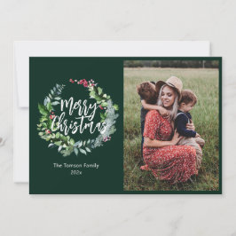 Festividades cartão de férias de inverno verde