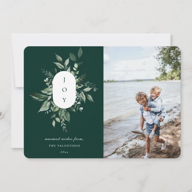 Festividades Cartão de Férias de Joia Botânica Moderna Verde (Frente)