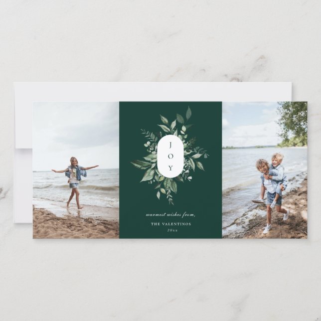 Festividades Cartão de Férias de Joia Botânica Moderna Verde (Frente)