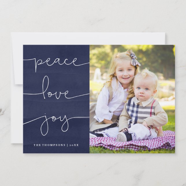 Festividades Cartão de Férias de Joy com Amor de Paz Pintado Az (Frente)