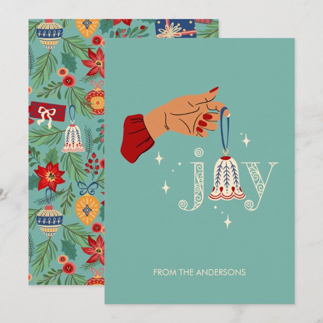 Festividades Cartão de Férias de Joy do enfeites de natal (Frente/Verso)