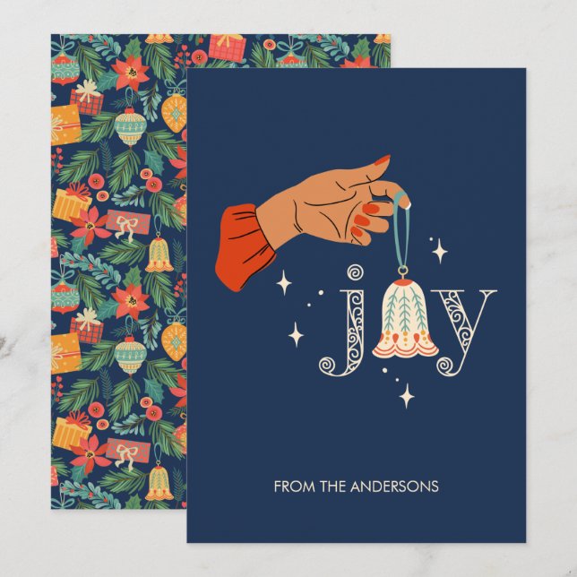 Festividades Cartão de Férias de Joy do enfeites de natal (Frente/Verso)