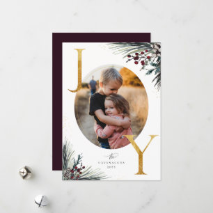Festividades Cartão de Férias de Joy, Ouro Rustic Winter Boug