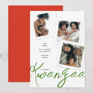 FESTIVIDADES CARTÃO DE FÉRIAS DE KWANZA COM TRÊS FOTOS