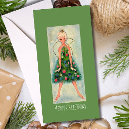 Festividades Cartão de Férias de Menina de Árvore de Natal Anti