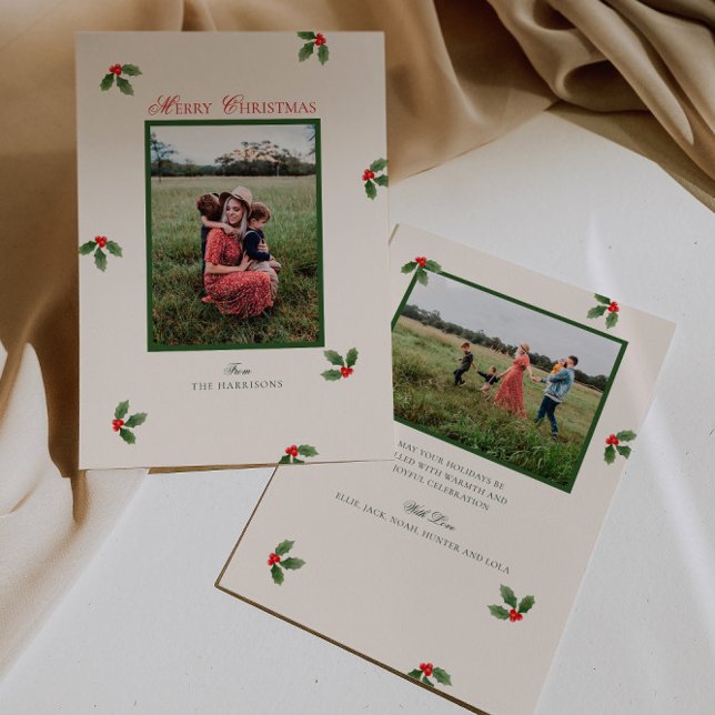 Festividades Cartão de Férias de Natal Bonito e Holly (Criador carregado)