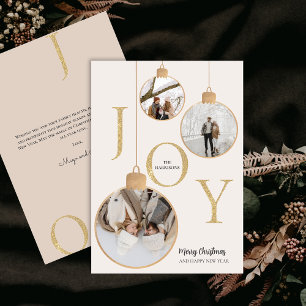 Festividades Cartão de Férias de Natal Branco JOY