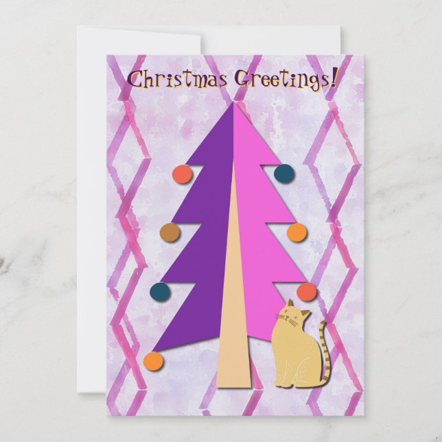 Festividades Cartão de Férias de Natal com Retrato de Árvore Vi (Frente)