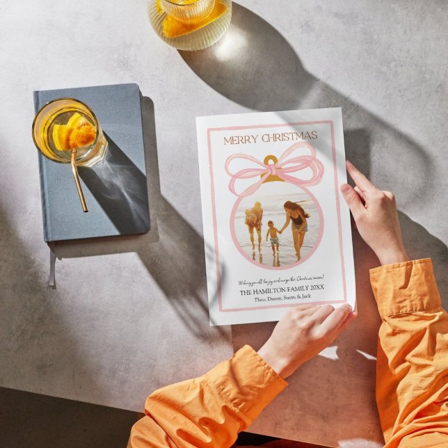 Festividades Cartão de Férias de Natal Coquette Rosa (Criador carregado)