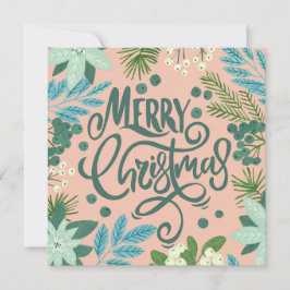 Festividades Cartão de Férias de Natal cor-de-rosa-Floral