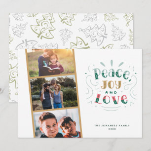 Festividades Cartão de Férias de Natal da Família Peace Joy Lov