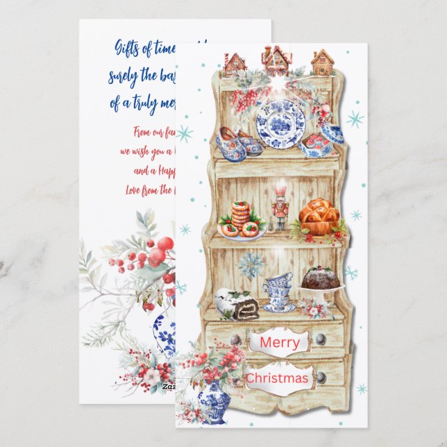 Festividades Cartão de Férias de Natal da Minha Avó Holandesa (Frente/Verso)