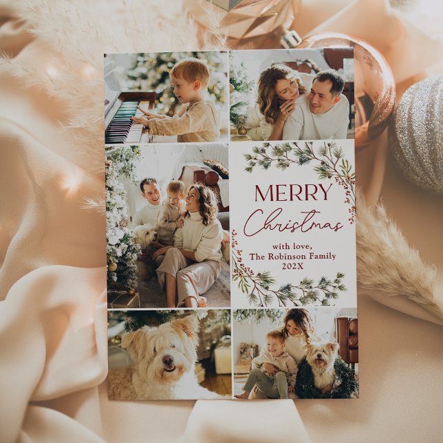 Festividades Cartão de Férias de Natal de 5 Fotos Modernas (Criador carregado)