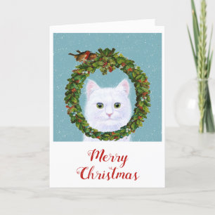 Festividades Cartão de Férias de Natal de Gatinho Gato-Gato-Gat