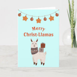 Festividades Cartão de Férias de Natal de Lama Cute