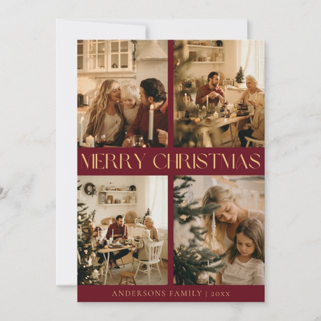 Festividades Cartão de Férias de Natal de Na moda Vermelho Mode (Frente)