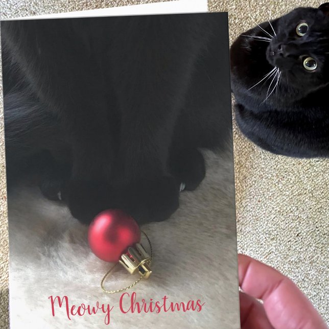 Festividades Cartão de Férias de Natal de Pet Feliz de Gato Neg (Purrfect card for sending to your black cat at Christmas or send to any other feline loving friend.)