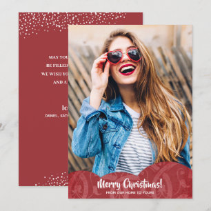 Festividades Cartão de Férias de Natal de Red Linen Filigree