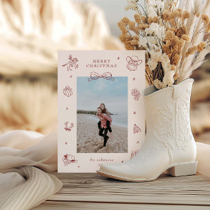 Festividades Cartão de Férias de Natal do Doodle Cowboy