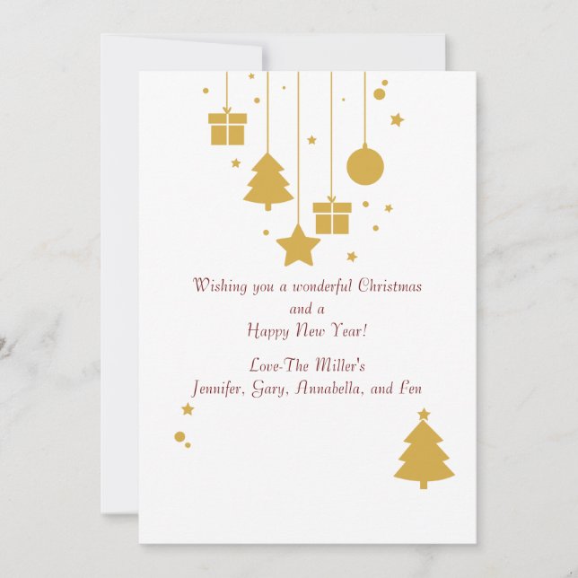 Festividades Cartão de Férias de Natal do Ornamento Dourado (Frente)