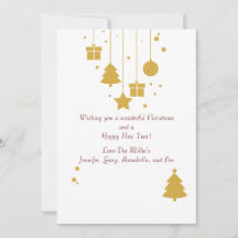 Cartão de Férias de Natal do Ornamento Dourado